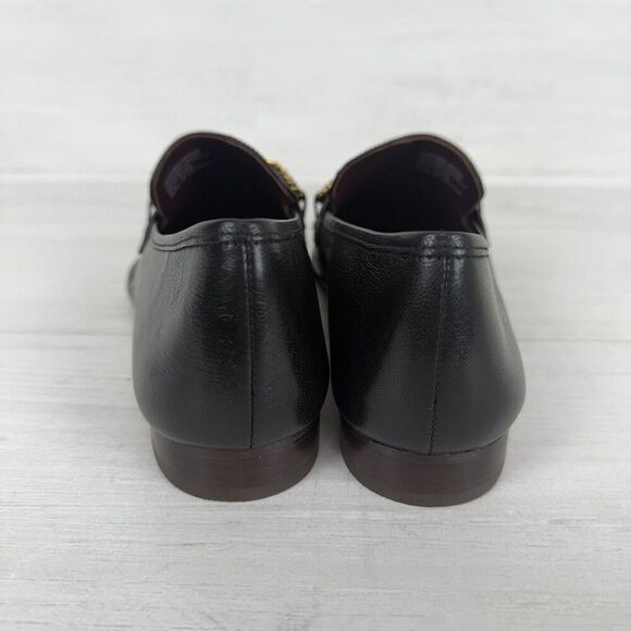Tory Burch Size 8.5 Perrine Loafer Shoes Square Toe Logo Leather Perfect Black - Picture 8 of 16